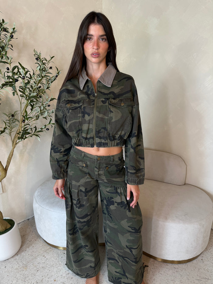 Camo Denim LS Jacket & Pant Set