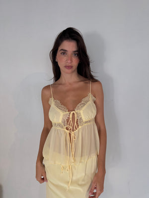 Lace Trim Tie Top & Maxi Skirt Set