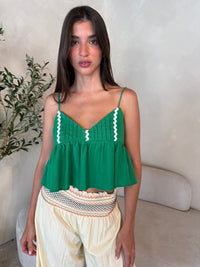 Green Top & Smocked Pant Set
