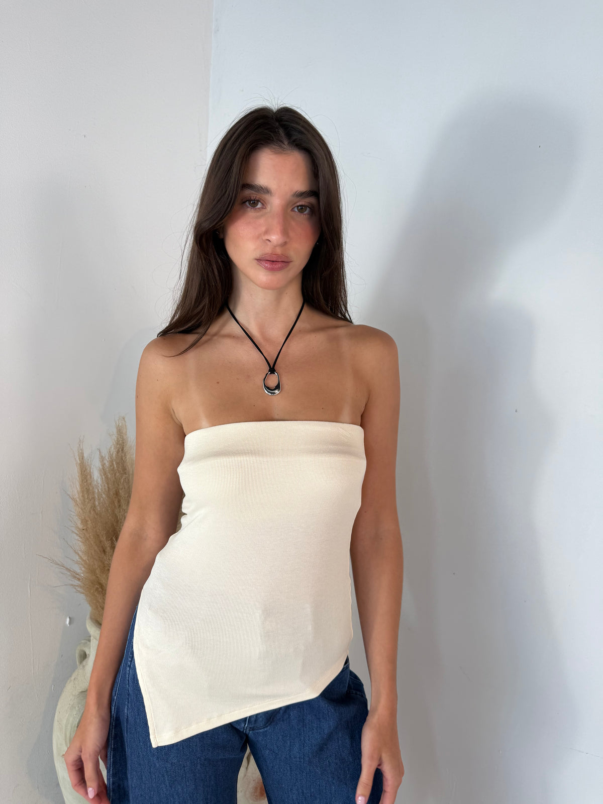 Asymmetrical Hem Tube Top