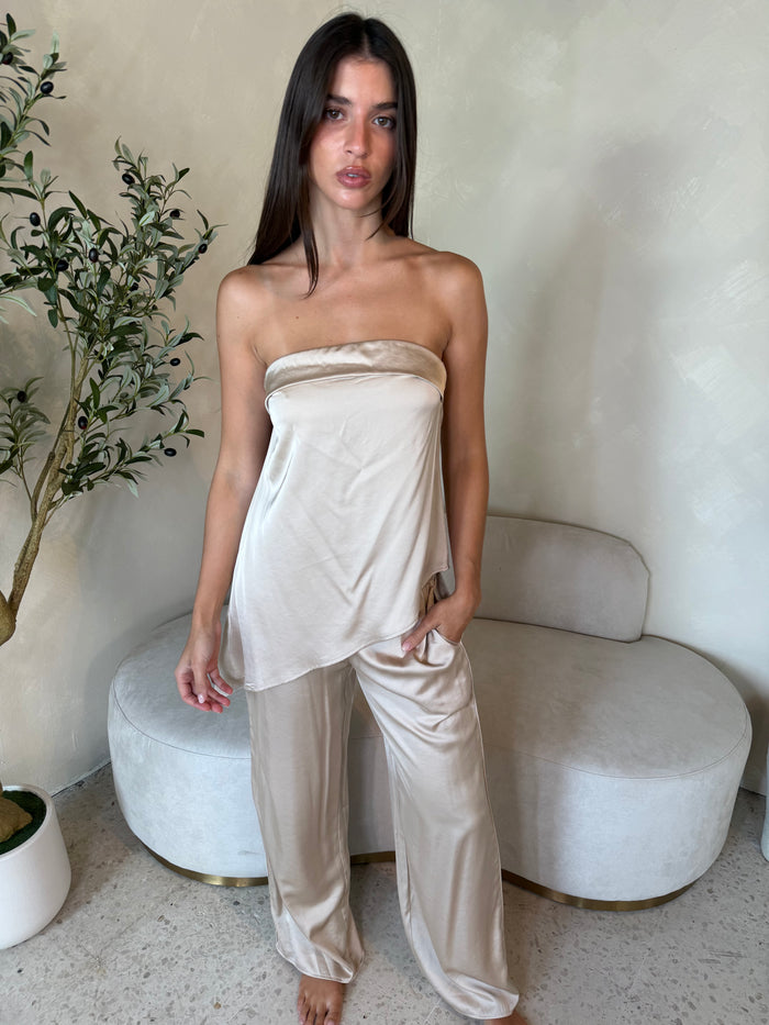 Satin Strapless Set