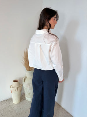 Navy Denim Wide Leg Jean