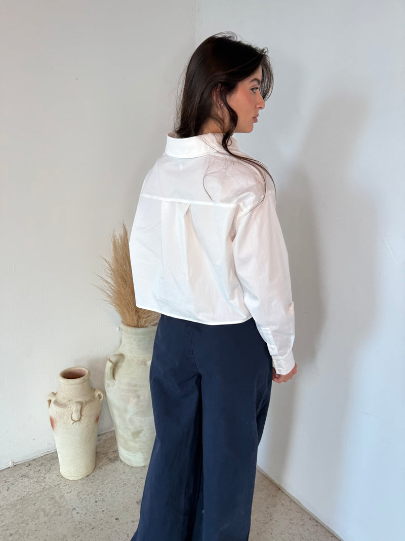 Navy Denim Wide Leg Jean