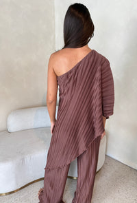 Brown Pleated Set