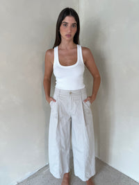 Cropped Pleat Pants