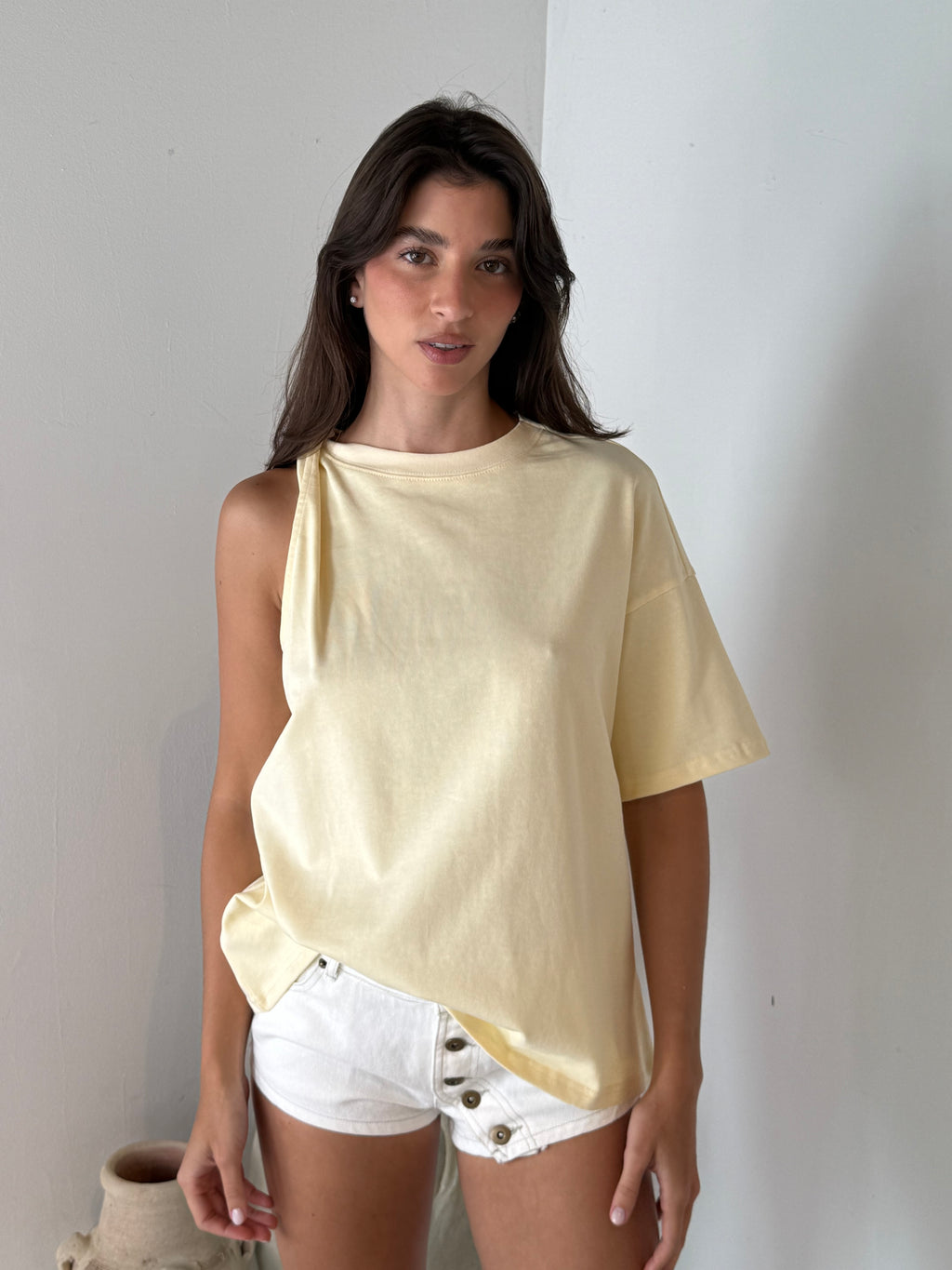 Oversized Asymmetric Tee LEMON
