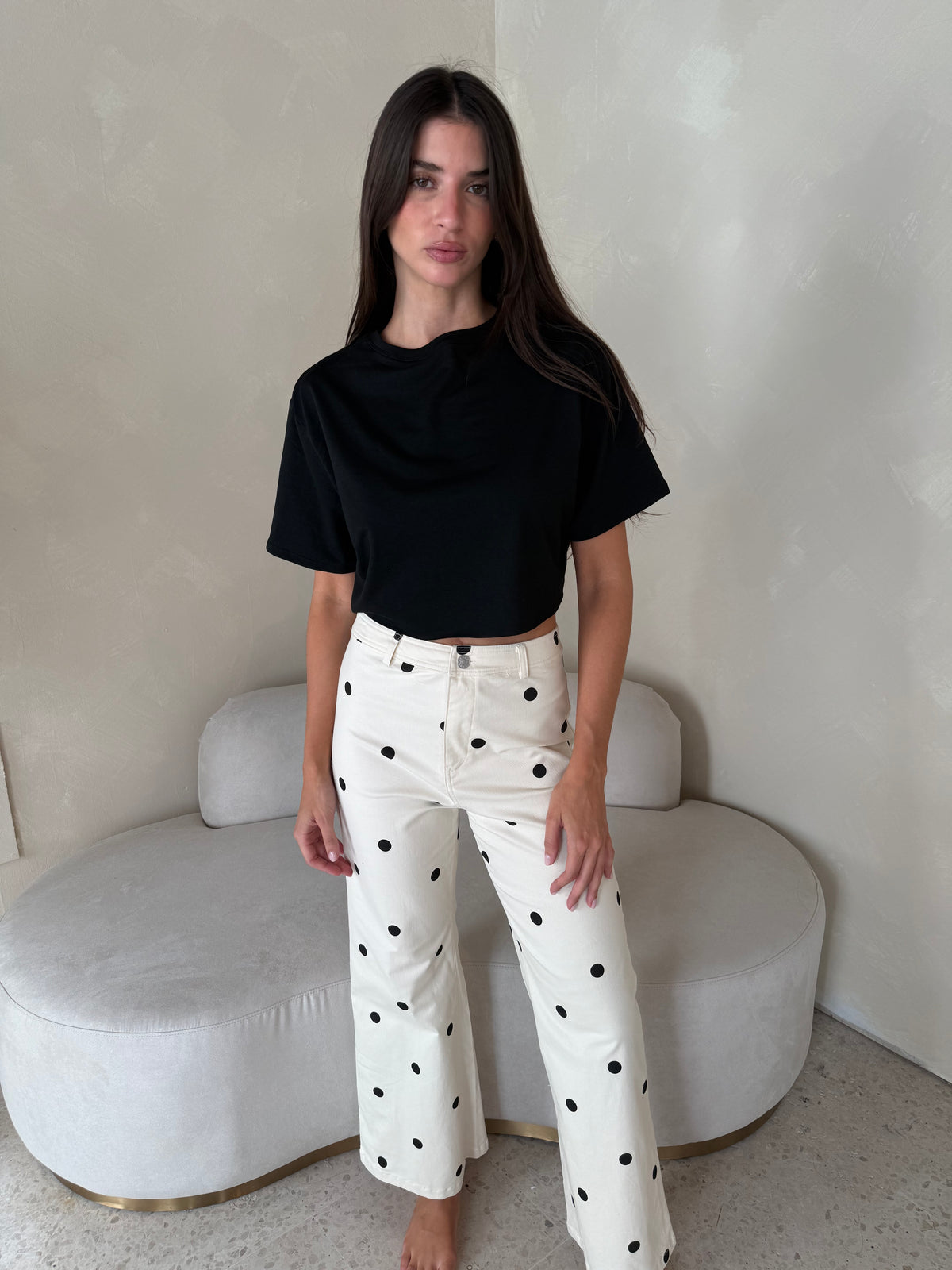 Polka Denim Pants