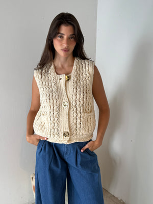 Ivory Chunky Sweater Vest Top