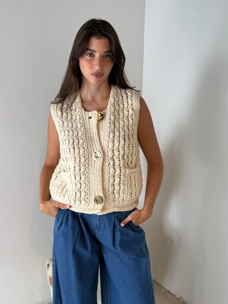 Ivory Chunky Sweater Vest Top