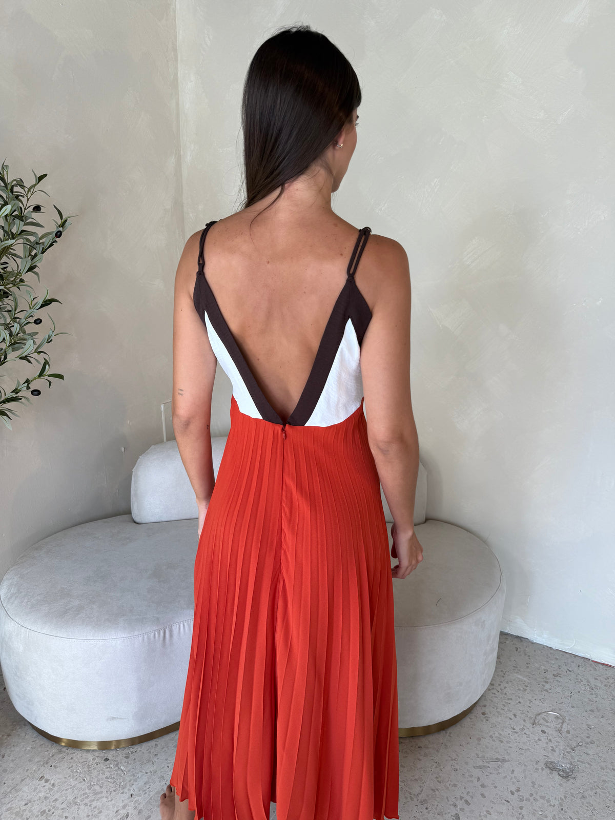 Beaded Pleated Midi Dress