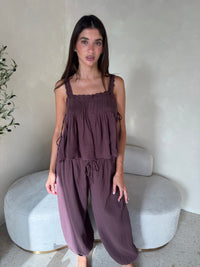 Choco Eyelet Top & Pant Set