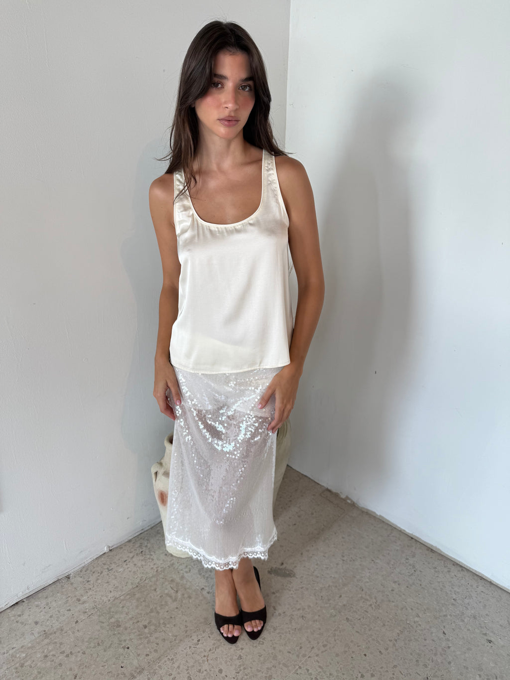 Ivory Satin Top