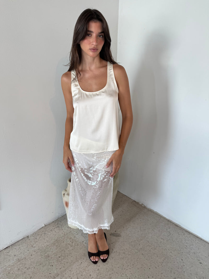 Ivory Satin Top