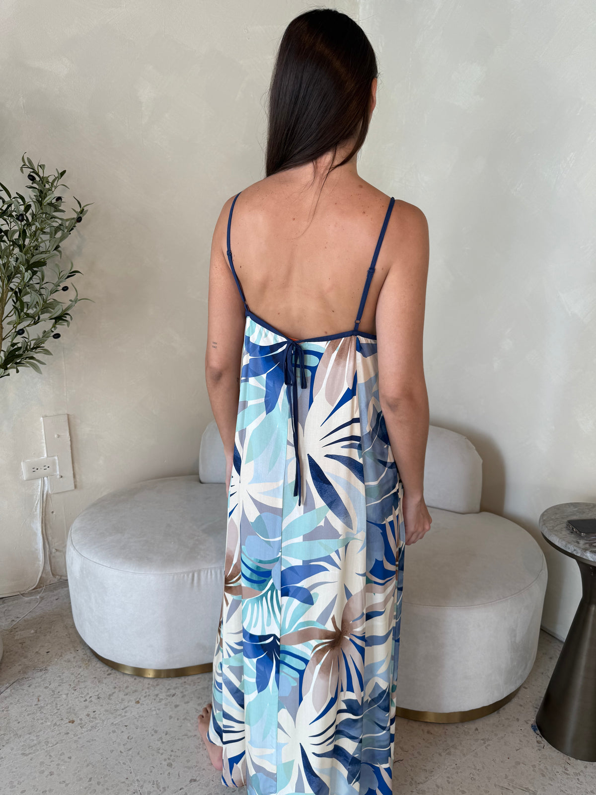 Blue Printed Maxi Dress