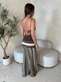 Brown Olive Stripe Maxi Dress