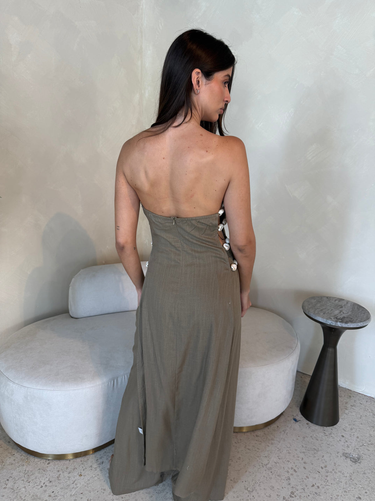 Taupe Beaded Top & Pant Set