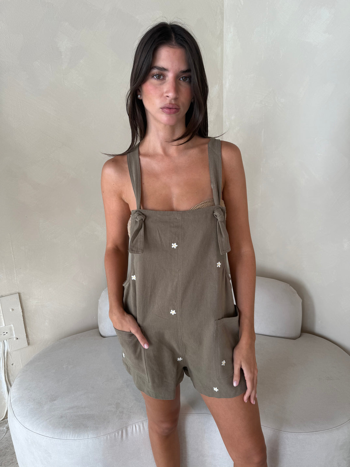 Floral Olive Romper