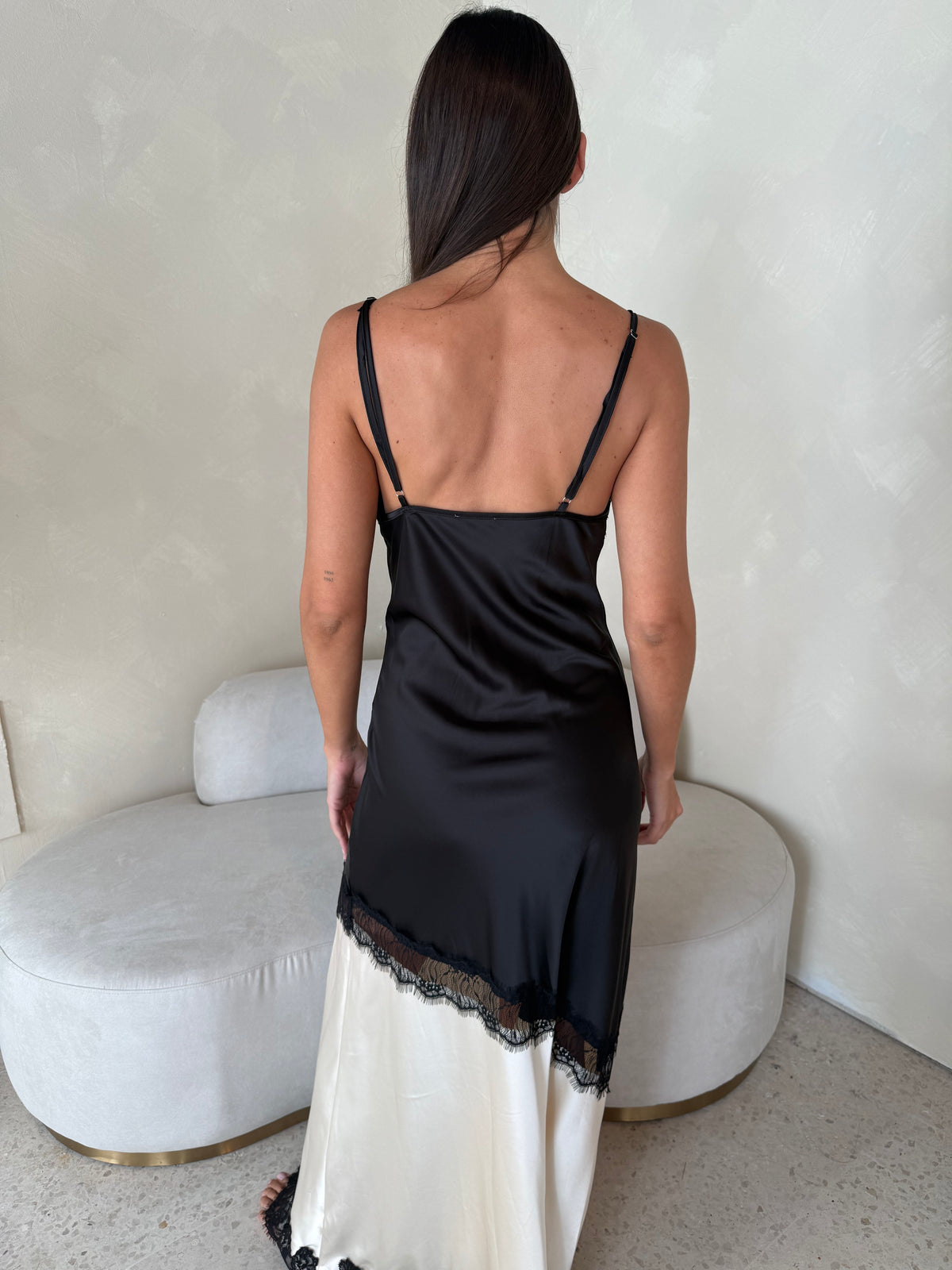 Satin Lace Strappy Dress