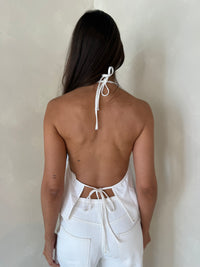 Halter Denim Top & Drawstring Pant Set