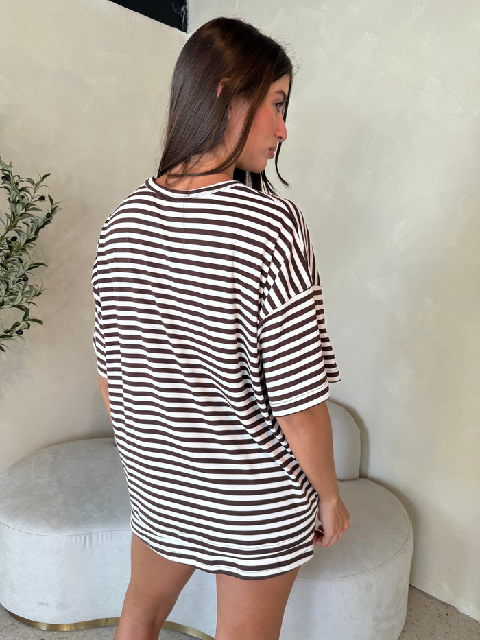 Brown White Stripe Set