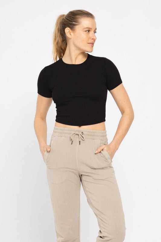 Ribbed Cropped Tee