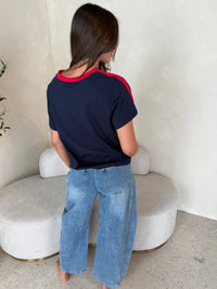 Denim Cropped Barrel Jeans