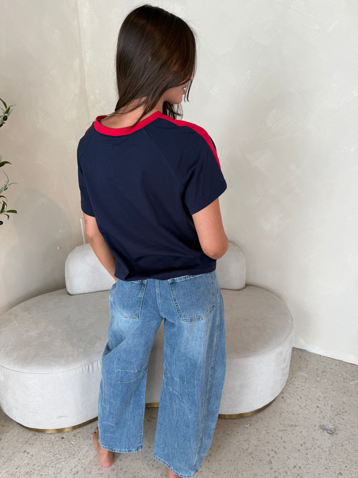 Denim Cropped Barrel Jeans