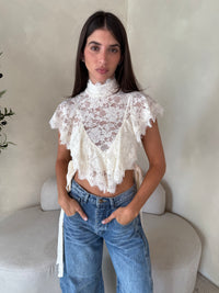 High Neck Ruffle Lace Top