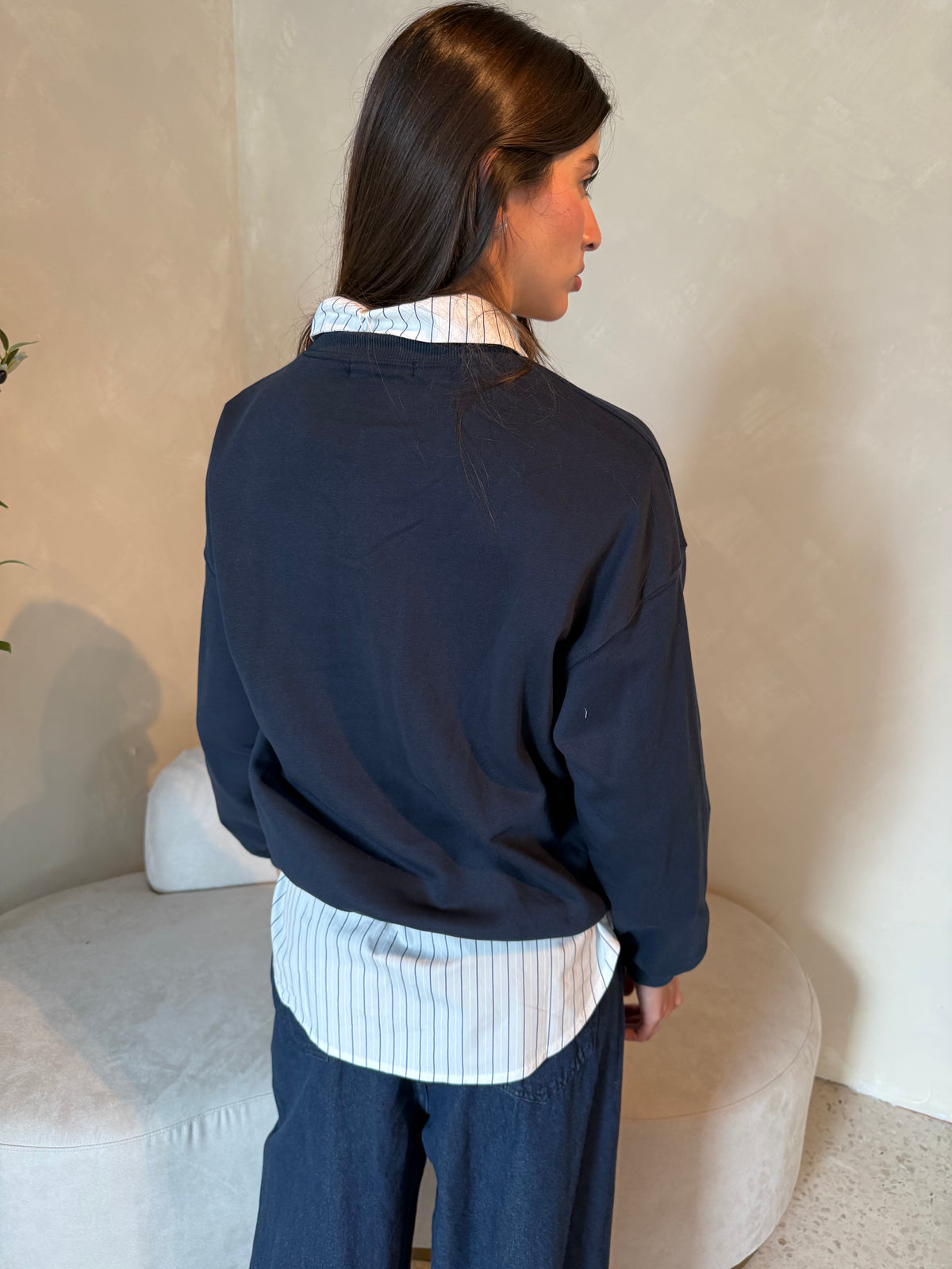 Stripe Collar Buttondown & Pullover