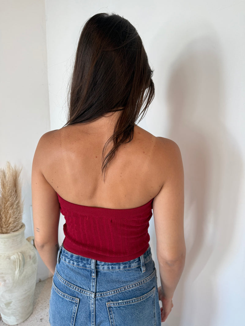 Red Knit Tube Top