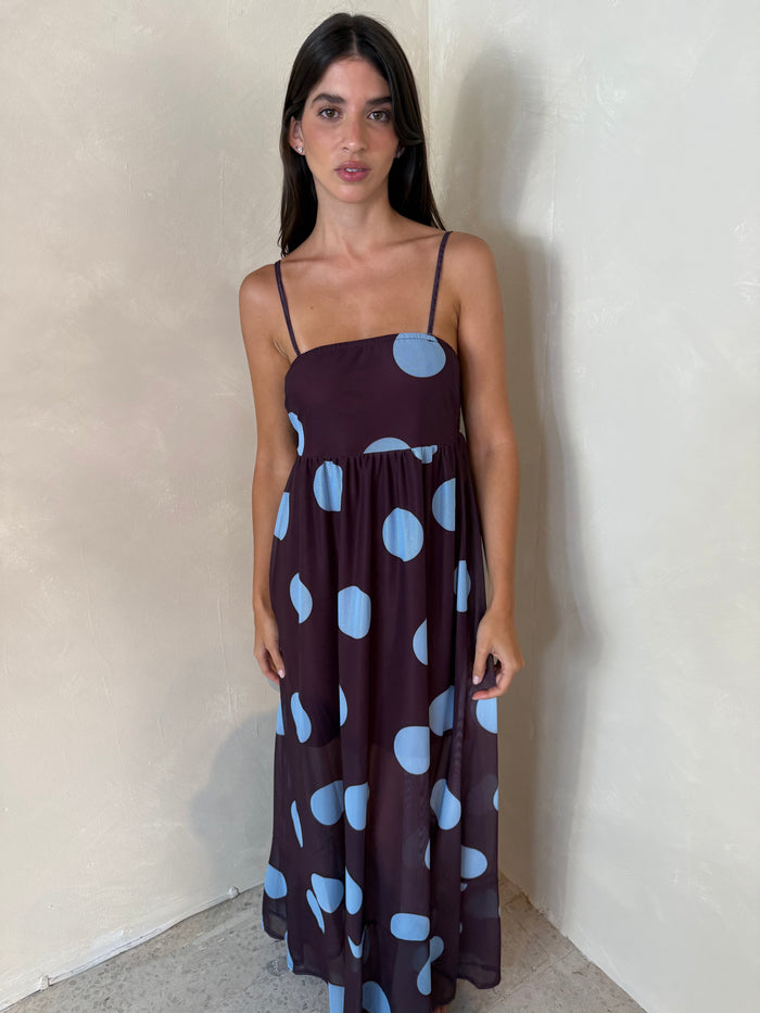 Mesh Polka Maxi Dress