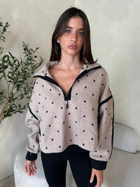 Polka Dot Fleece Zip Jacket