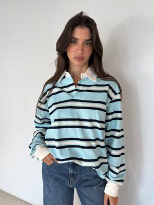 Sky Navy Stripe LS Top