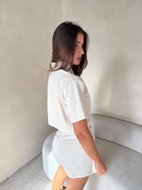 Ecru Denim Top & Skort Set