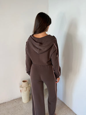 Brown Scuba Jacket & Pant Set