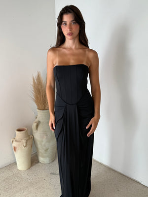 Drape Front Bustier Maxi Dress