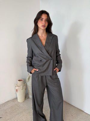Pin Stripe Grey Blazer & Pant Set