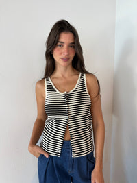 Stripe Button Top
