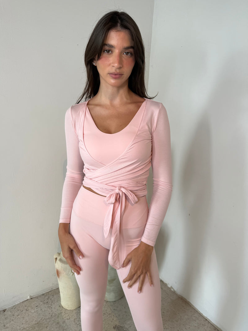 Ballet Pink LS Wrap Top
