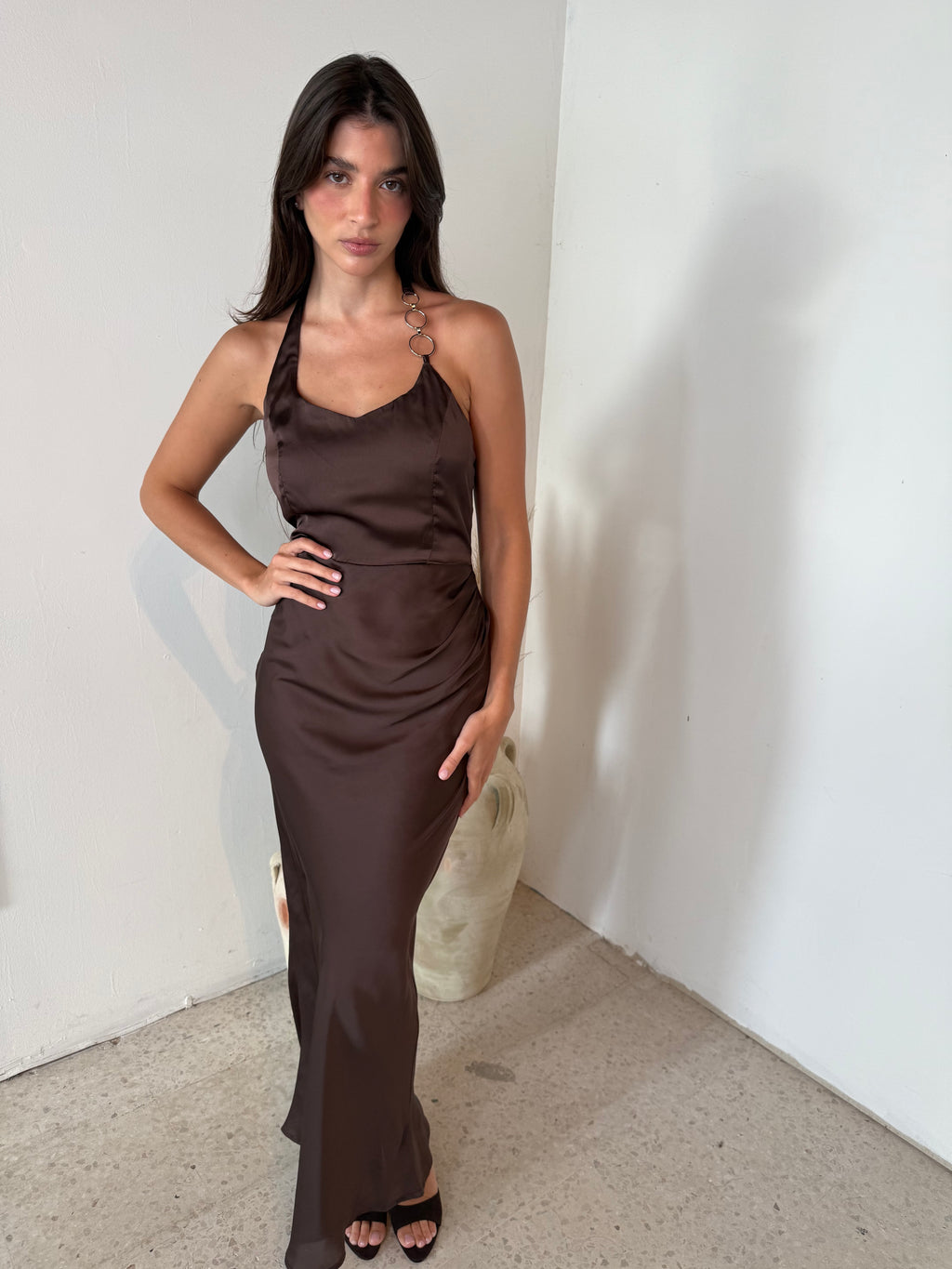 Choco Brown Satin Dress