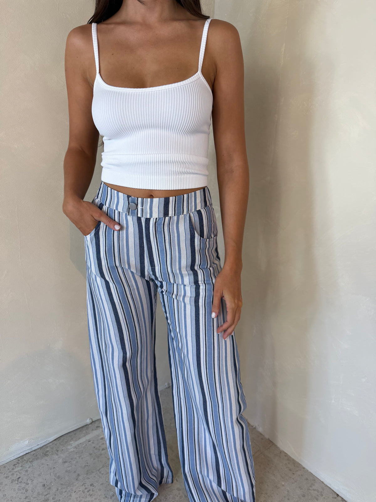Striped Denim Pants