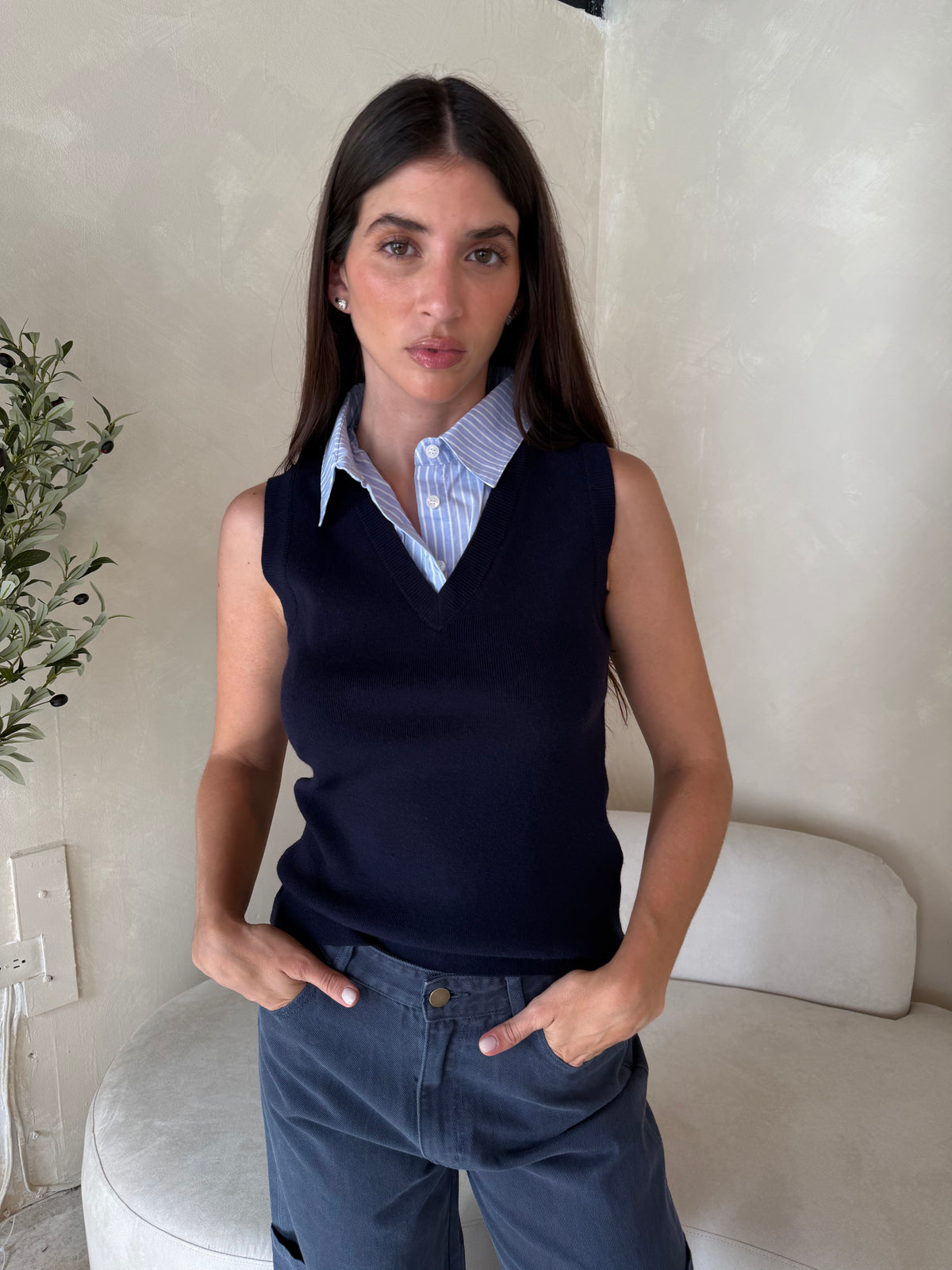 Stripe Contrast Sweater Top