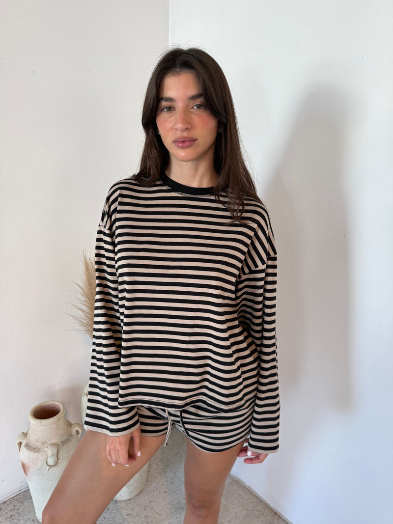 Stripe LS Top & Short Set
