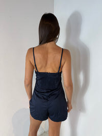 Navy Cotton Sleeveless Romper