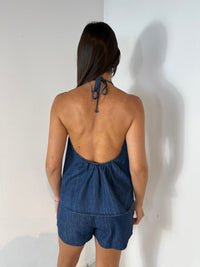 Denim Halter Top & Short Set