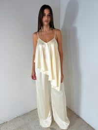Satin Ruffle Top & Pant Set