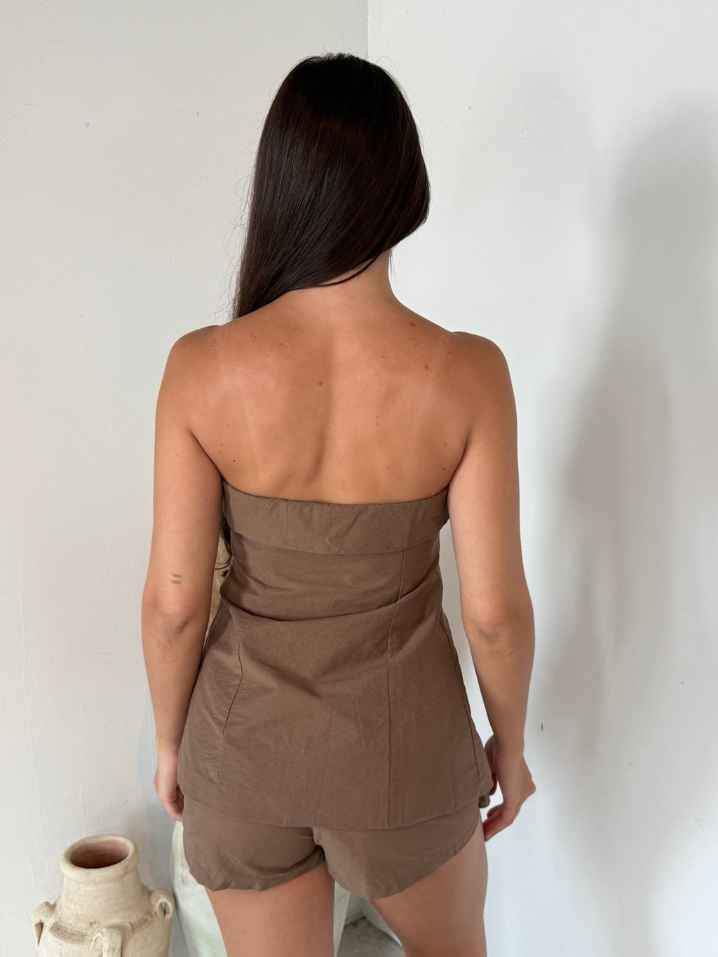 Button Strapless Top & Skort Set