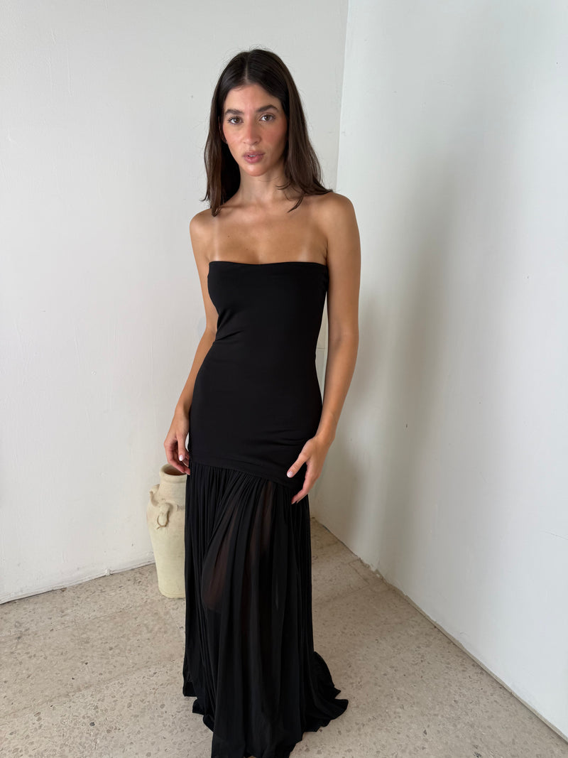 Strapless Pleated Dress