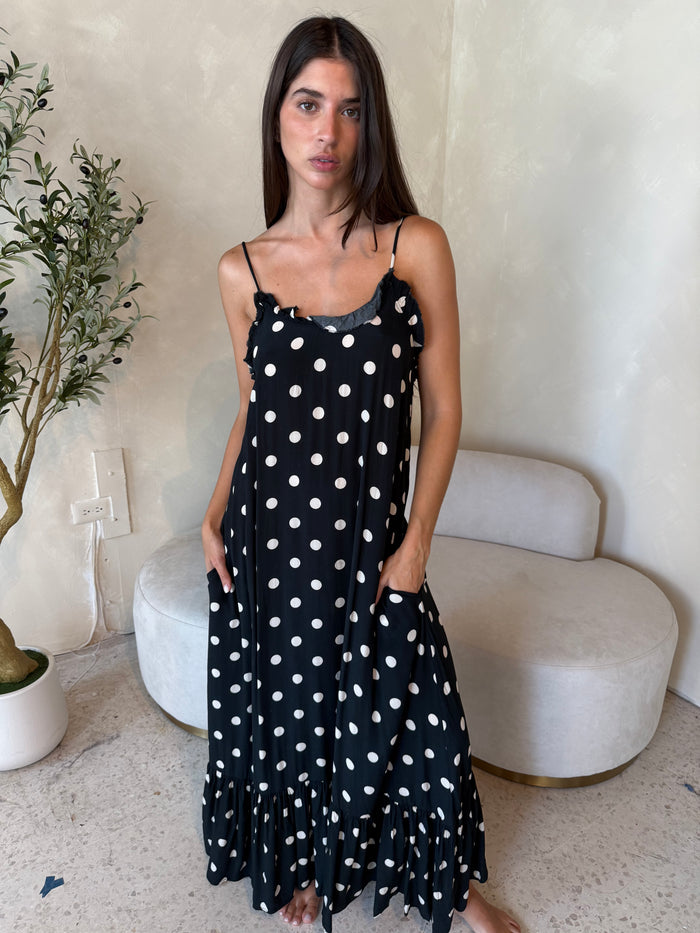 Polka Frill Maxi Dress