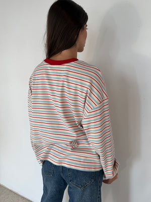 Red Blue Stripe LS Top